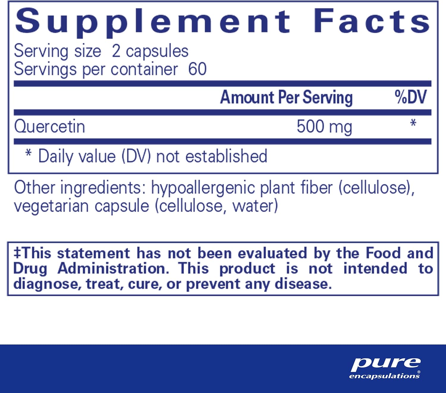 Pure Encapsulations Quercetin - 500 mg - Immune Support, Cellular Health & Heart Health - Antioxidant Supplement - Gluten Free & Non-GMO - 120 Capsules
