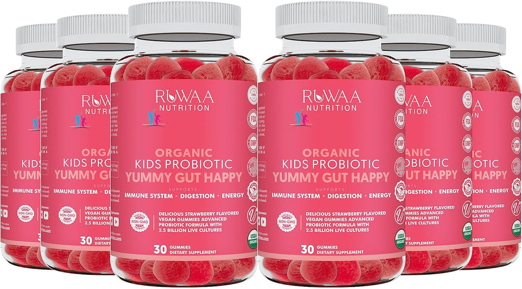 Daily Probiotics for Digestive Health. Organic Probiotic Gummies for Kids Digestion Supplement, Stomach Discomfort. Chewable Children’s Probiotics, Kids Probiotic Prebiotic Gummies, Vegan 120ct (6)