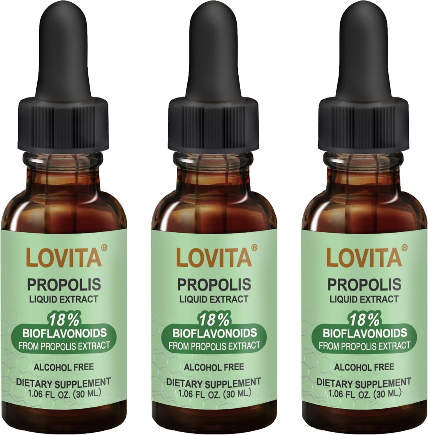 Bee Propolis 500 mg Liquid Extract | 5:1 Propolis Extract | Alcohol Free | Immune Support |1 Fl Oz (Pack of 3)