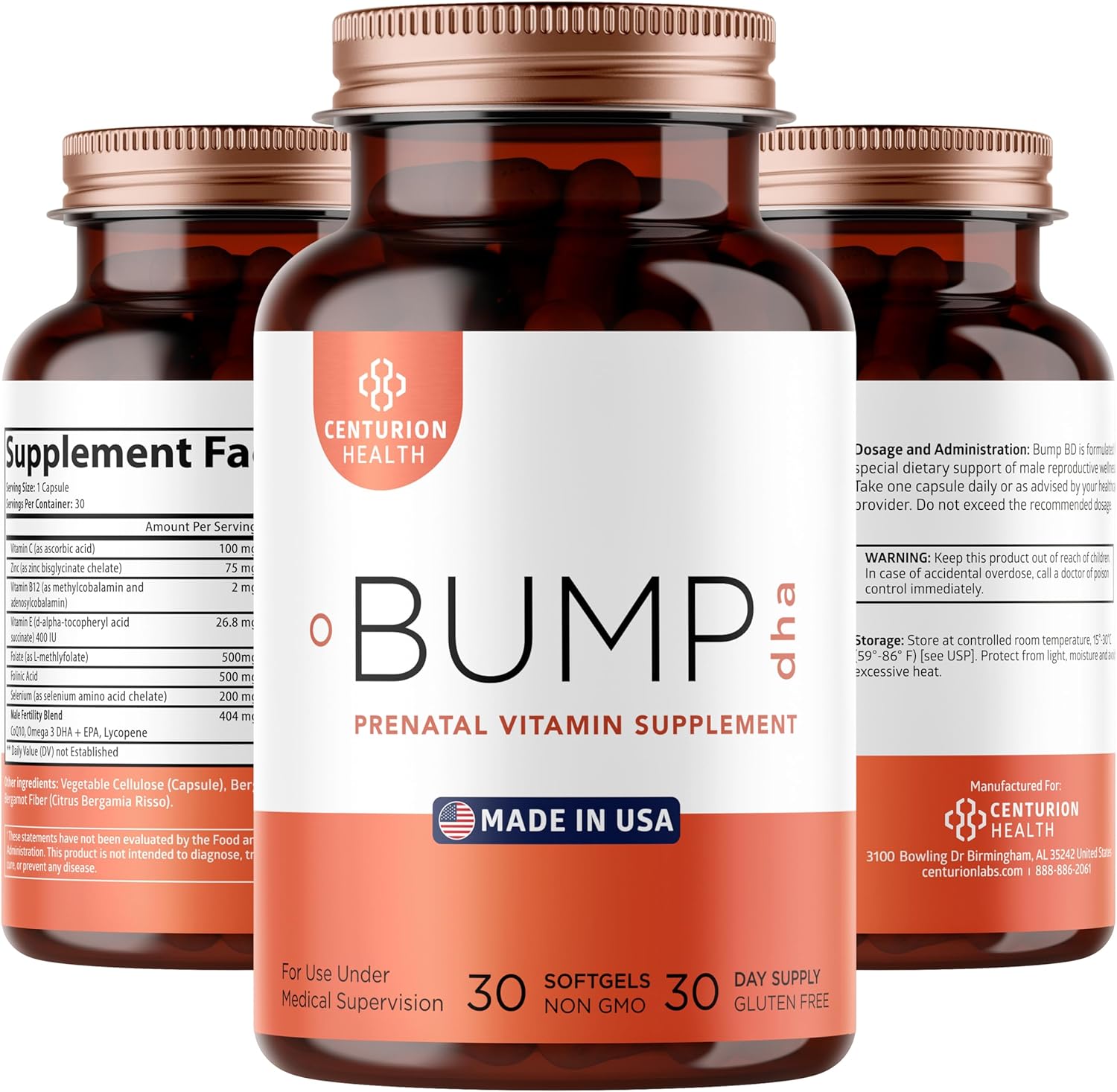 Centurion Labs Premium Prenatal Vitamins [10 Powerful Ingredients] with DHA, EPA, Folate and Vitamin B12, All Natural Pregnancy Supplement for Fetal Development and Pregnancy Support, 30 Softgels
