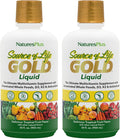 Natures Plus Source of Life Gold Multivitamin Liquid - 30 fl oz - Includes Vitamins D3, B12, K2 & Over 120 Whole Food Nutrients - 60 Total Servings - Pack of 2