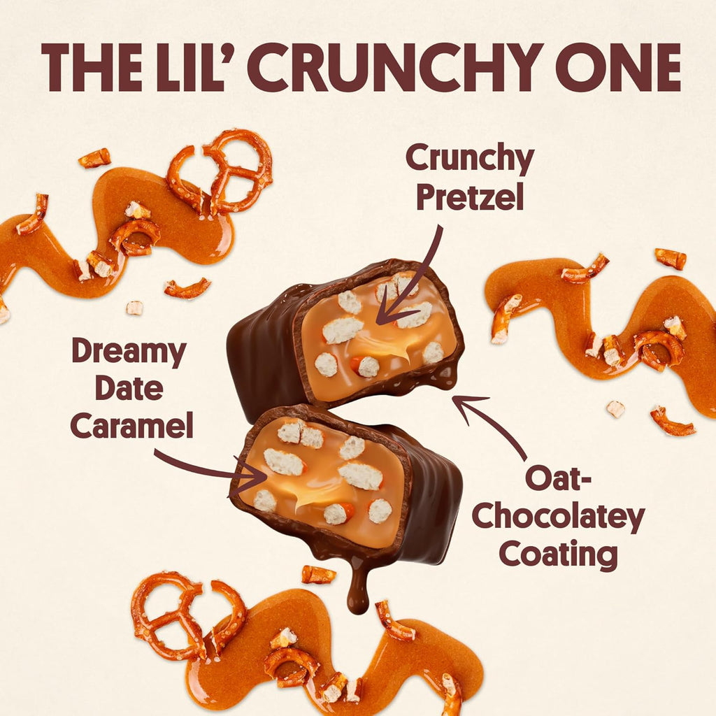 Harken Sweets – The Lil’ Crunchy Ones Mini Candy Bars: Vegan Chocolate Pretzel Snack with Date Caramel – Plant-Based, Gut-Friendly, No Added Sugar – 6-Pack (30 Bars)