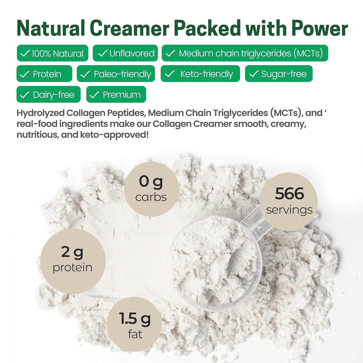Z Natural Foods Collagen MCT Oil Creamer - Pure MCT Creamer Powder with Collagen Peptides - Collagen Creamer for Coffee, Tea & Culinary Use - Healthy Creamer, Keto & Paleo Friendly, Unflavored, 5 lb
