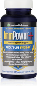 ImmPower Plus, AHCC & Fermented Wheat Germ Extract Herbal Supplement, 550mg per Capsule for Immune Support, Maintains Natural Killer Cell Activity, Pack of 1, 60 Veggie Capsules