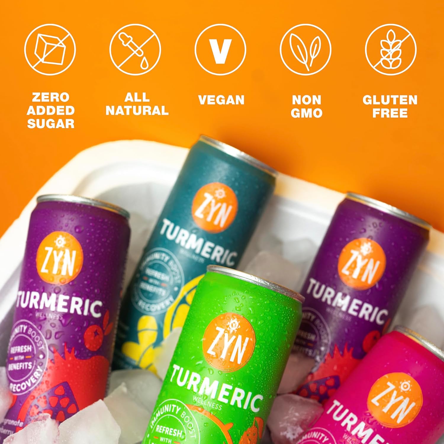 ZYN Turmeric Wellness Drink 6 (Pack), Mixed Berry Flavored Turmeric Curcumin Drink with Black Pepper, No Added Sugar, Low Carb & Low Calorie Drink, Clean Alternative