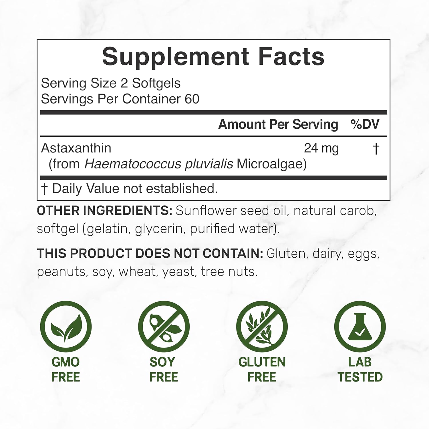 Astaxanthin 24mg Per Serving, 120 Softgels – Double Strength Microalgae – Natural Tanning Pills – Antioxidant Supplements for Skin, Eyes, Joints & Immune Support – Non-GMO