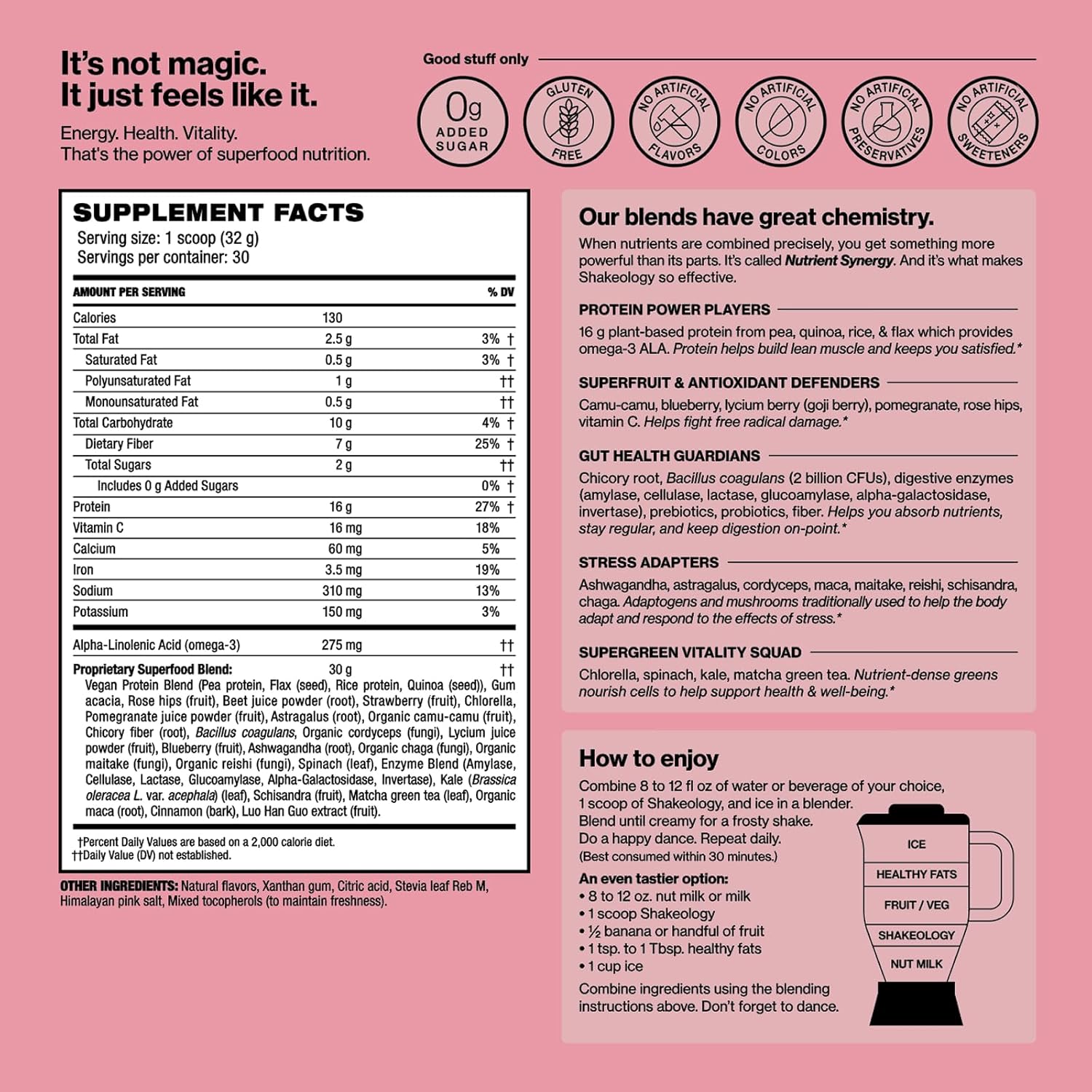Shakeology 0g Added Sugar Plant Based Protein Powder Blend, Gluten-Free Shake with Vitamins and Minerals – Helps Support Healthy Weight Loss, Lean Muscle – Tropical Strawberry, 30 Servings