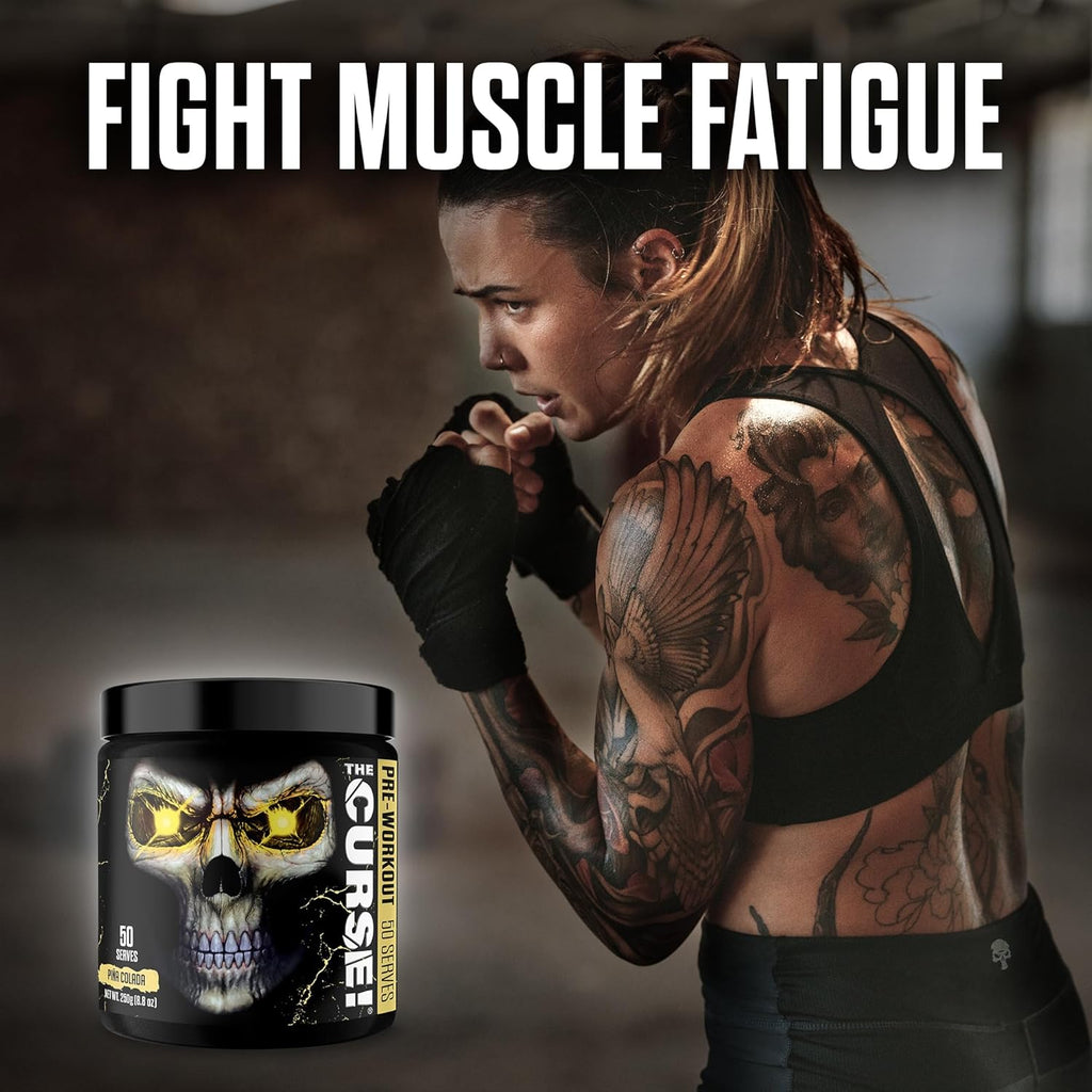 JNX SPORTS The Curse! Pre Workout Powder for Men & Women, Caffeine, Beta-Alanine, Creatine, L-Citrulline, 50 Servings, Pina Colada Flavor – Boost Energy, Strength & Focus