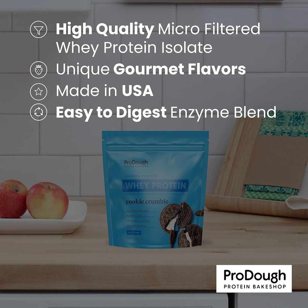 ProDough Gourmet Whey Isolate Hydrolized Protein Powder for Shake Mix- Easy Digest Enzyme Blend, 25g Protein per Serving, Natural Ingredients, Gluten Free, Keto Friendly (Horchata)