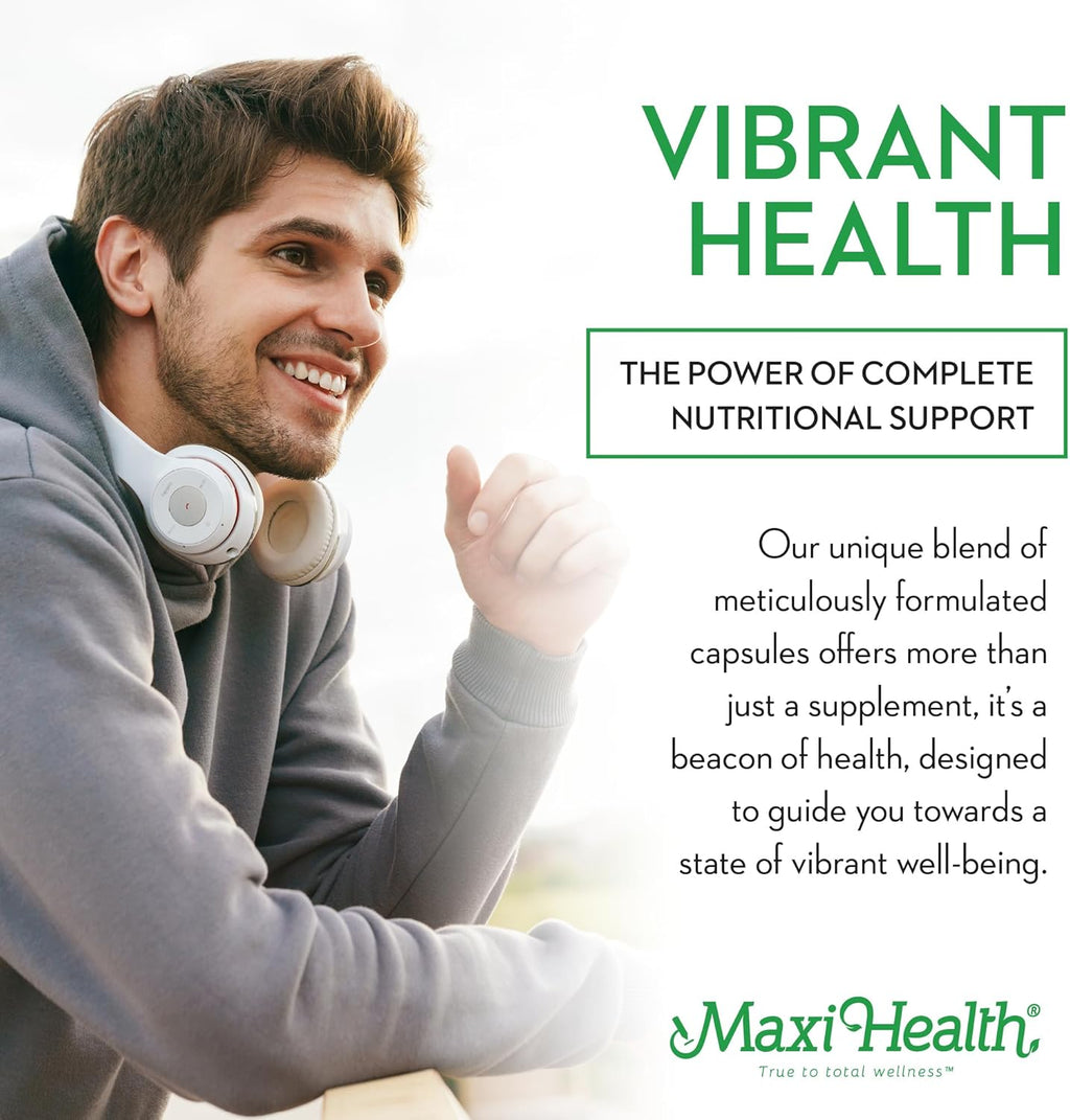 Maxi Health Multivitamin – Easy to Swallow Multi Vitamin Capsules with 30 Nutrients, Iron & Probiotics – Kosher Daily Multivitamins Small Capsules for Wellness Support & Digestive Ease (60 Units)