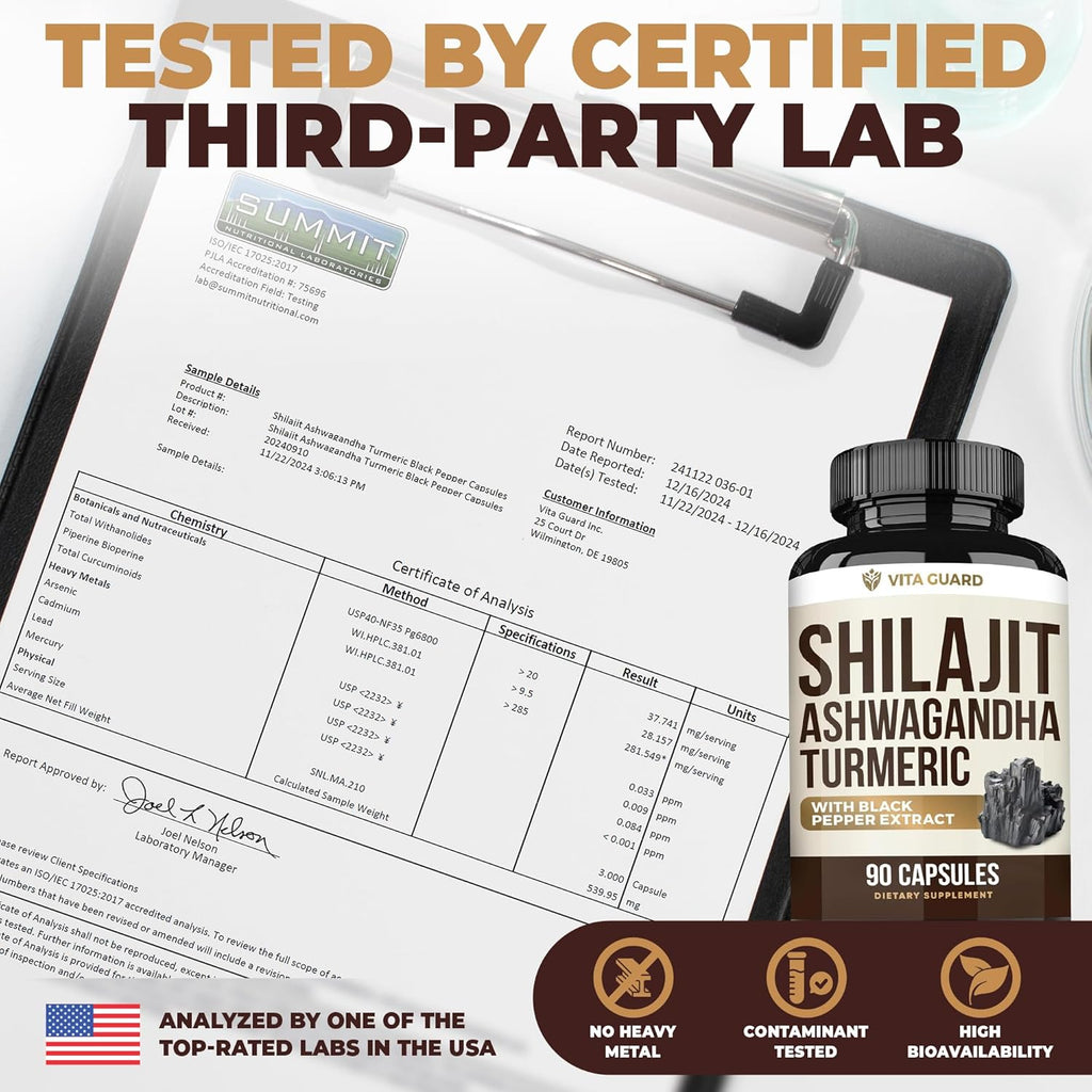 Himalayan Shilajit + Ashwagandha & Turmeric - 1610mg | Vegan Capsules with Fulvic Acid, 95% Curcuminoids & Black Pepper | Joint, Mood & Immune Support | 90 Count