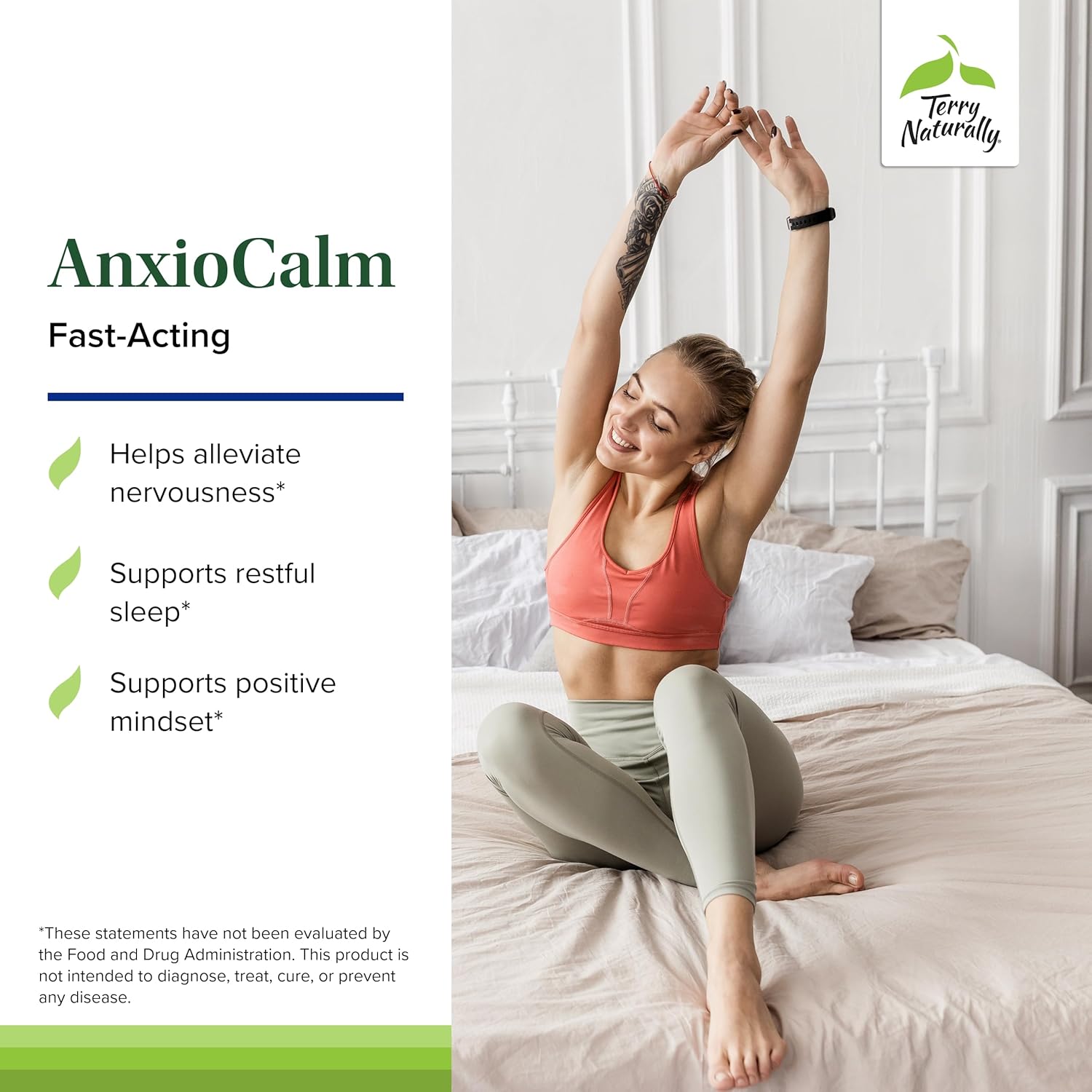 Terry Naturally AnxioCalm - 75 Tablets - Fast-Acting, Non-Drowsy, Non-Addictive Formula - Safe for Adults & Children 4+ Years - Non-GMO - 37 Servings