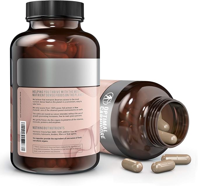 Optimal Carnivore Grass Fed Beef Liver Capsules, Freeze Dried in Convenient Pills, 180 Capsules, Desiccated Supplement