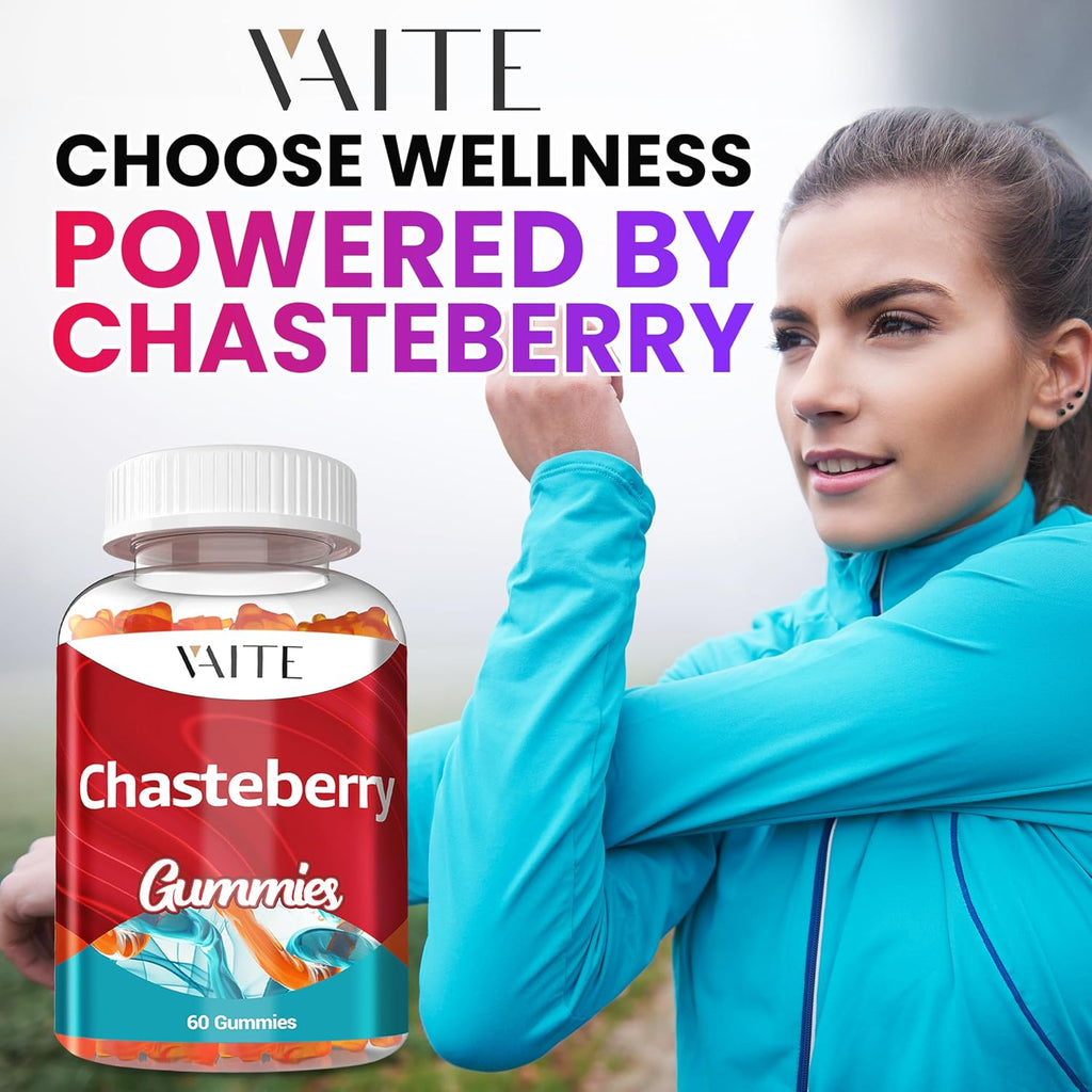 Chasteberry Supplement for Women Gummies - Vegan Chewable Supplements for Balance Women's Hormone Support, Herbal Plant-Based Chews, Gelatin-Free, Non-GMO, Gluten-Free, 60 Vegan Chewables