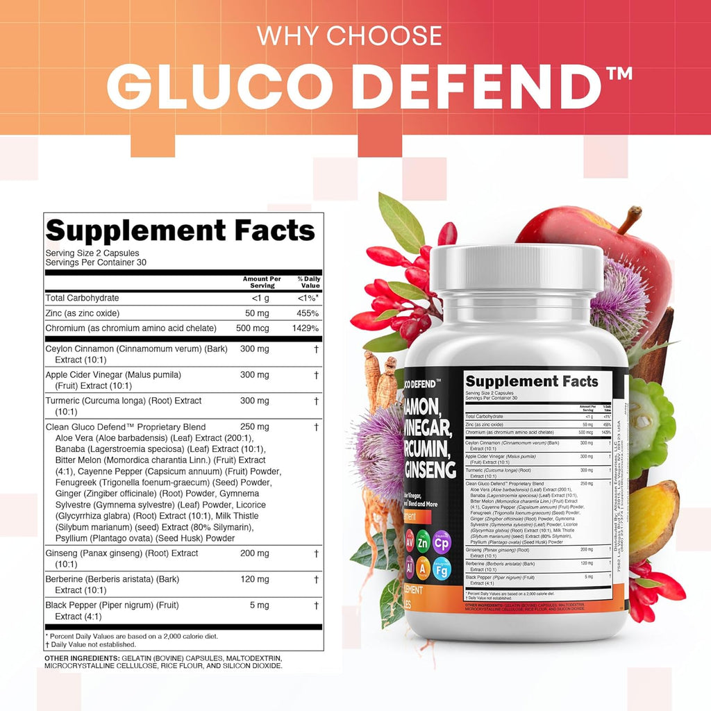 Clean Nutraceuticals Ceylon Cinnamon Turmeric Apple Cider Vinegar Ginseng Berberine Plus Bitter Melon Gymnema Milk Thistle Fenugreek