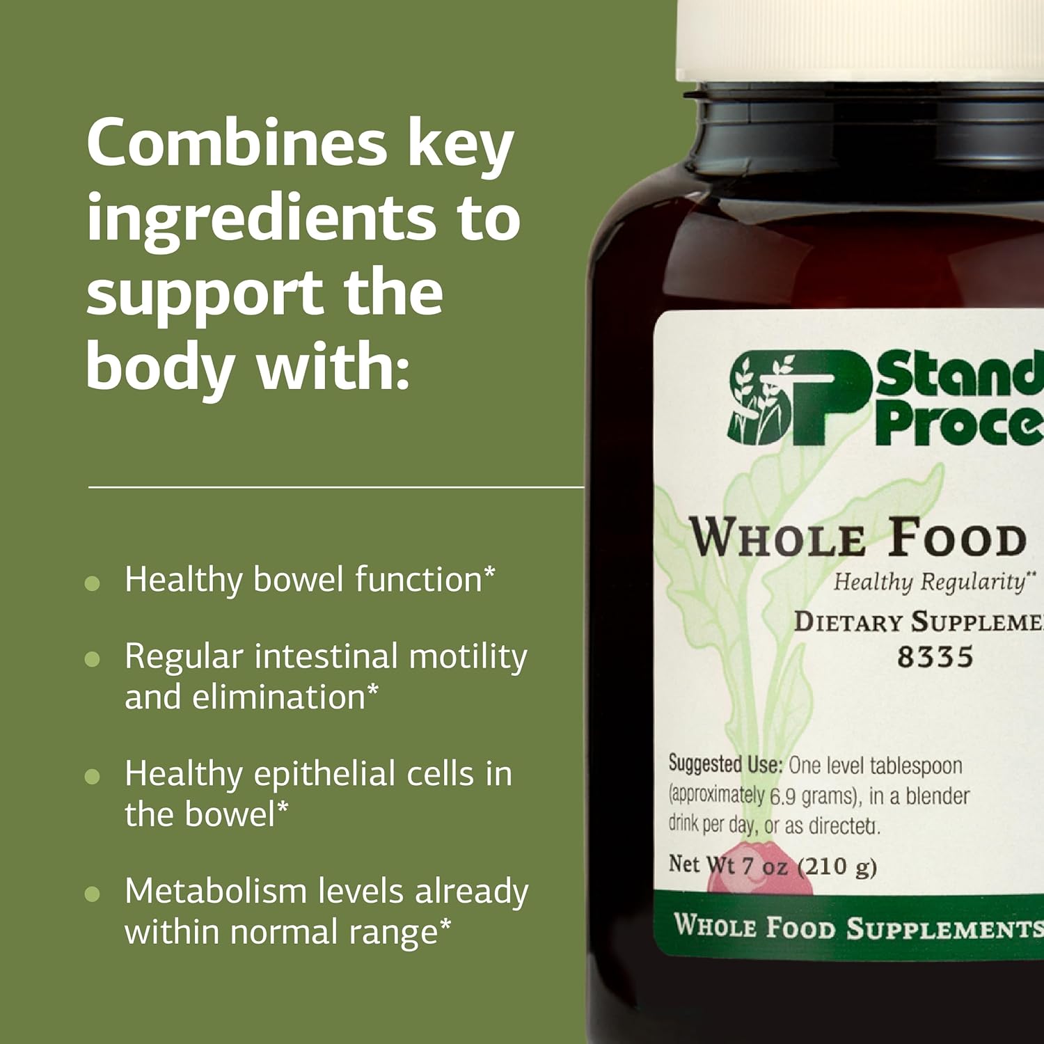 Standard Process - Whole Food Fiber - Daily Fiber Supplement for Digestive Health & Gut Support - High Fiber Powder with Soluble & Insoluble Fiber - Non-Dairy, Non-Soy & Gluten-Free - 7 oz (210 g)