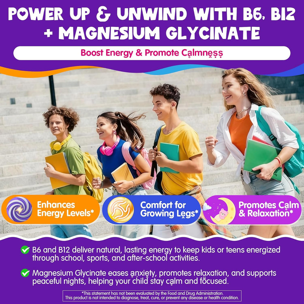 Kids Calcium Soft Chews + D3 & K2 for 9+, Calcium Gummies with Calcium Citrate & Red Algae Calcium, Lion's Mane, Omega-3, Magnesium for Bone Health, Teeth, Energy, Brain & Mṍṍd Support, 60Cts