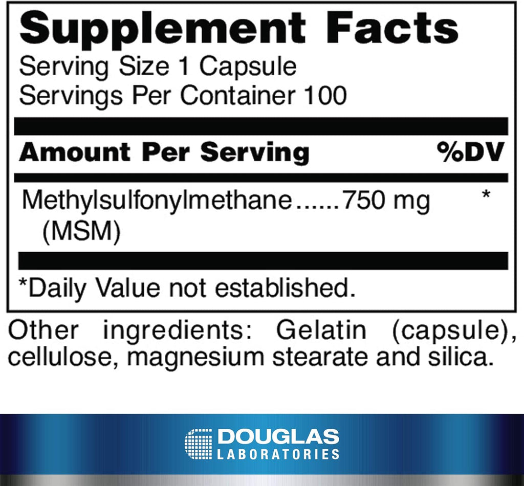 Douglas Laboratories MSM Capsules (Fundamental Sulfur) | Supports Joint, Connective Tissue, Hair, Skin, and Liver Health | 100 Capsules