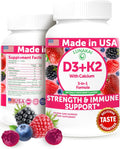 Lunakai USA Made Vitamin D3 K2 Gummies with Calcium for Women, Men & Kids - 3-in-1 Supplement for Wellness and Immune Support, Vegan 60ct