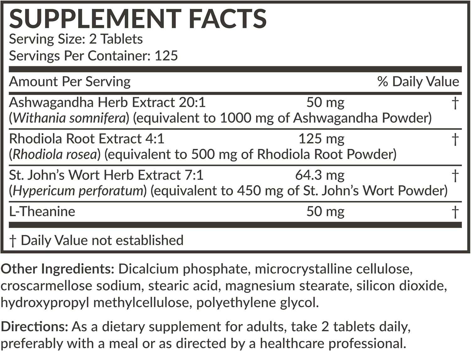 Futurebiotics Chill Pill + Ashwagandha, Rhodiola, St. John’s Wort, & L-Theanine - Non-GMO, 250 Vegetarian Tablets