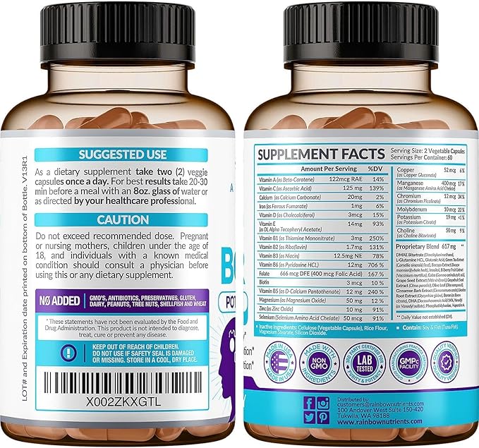 40-in-1 Brain Booster Supplements for Memory, Focus, Clarity, Energy, Performance | Natural Nootropic Brain Support Supplement with DMAE, Bacopa Monnieri & More | for Men & Women | 120 V Capsules
