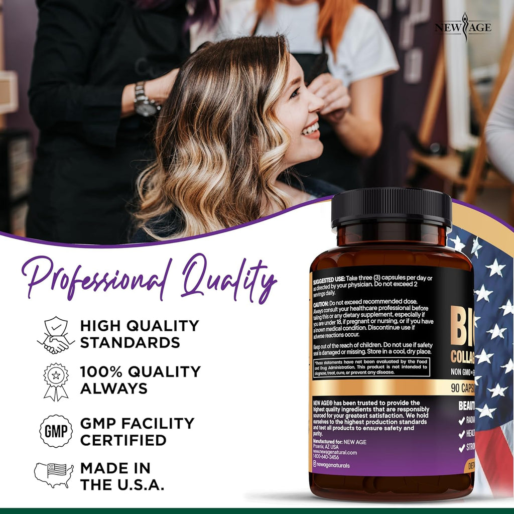 NEW AGE Biotin Collagen Keratin Hyaluronic Acid - 50,000mcg Hair Growth Vitamins for Men and Women, Nails, Hair, Skin Vitamins and DHT Blocker with Vitamin E Folic Acid Pumpkin Seed MSM- 270 Count
