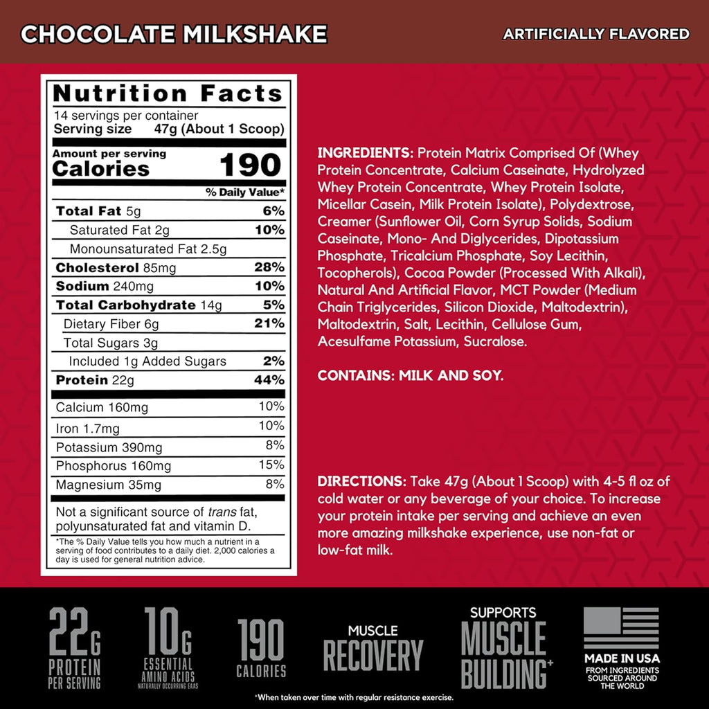 BSN SYNTHA-6 Premium Protein Powder with 6g of Fiber, Whey Protein, Micellar Casein, Milk Protein Isolate Blend, 5g Fat, Chocolate Milkshake, 14 Servings (Packaging May Vary)