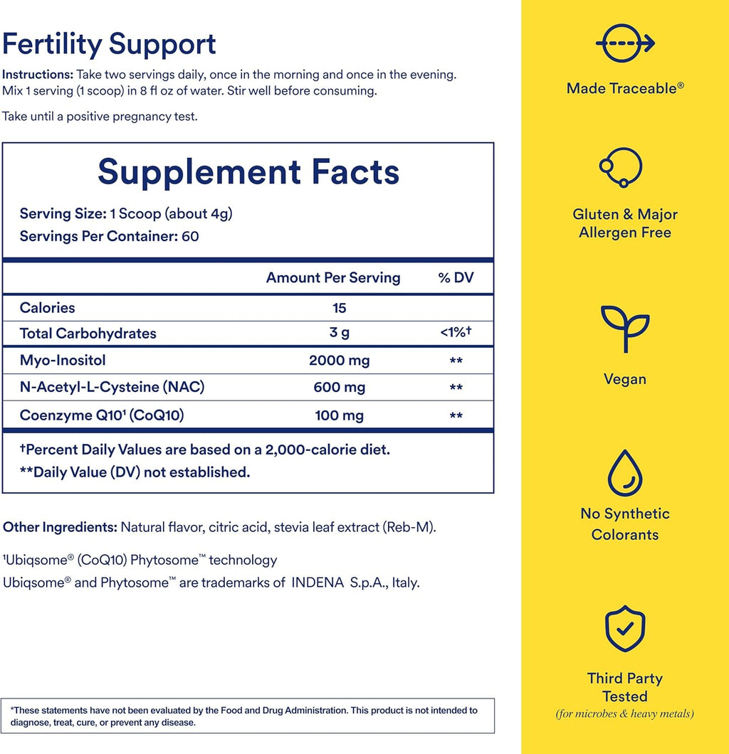 Ritual Fertility Support Supplement for Women 3-in-1 Drink-Mix Formulated to Support Conception Outcomes with Studied Ingredients (CoQ10, NAC, Myo-Inositol) and Designed with an OB/GYN. 60 Servings.*