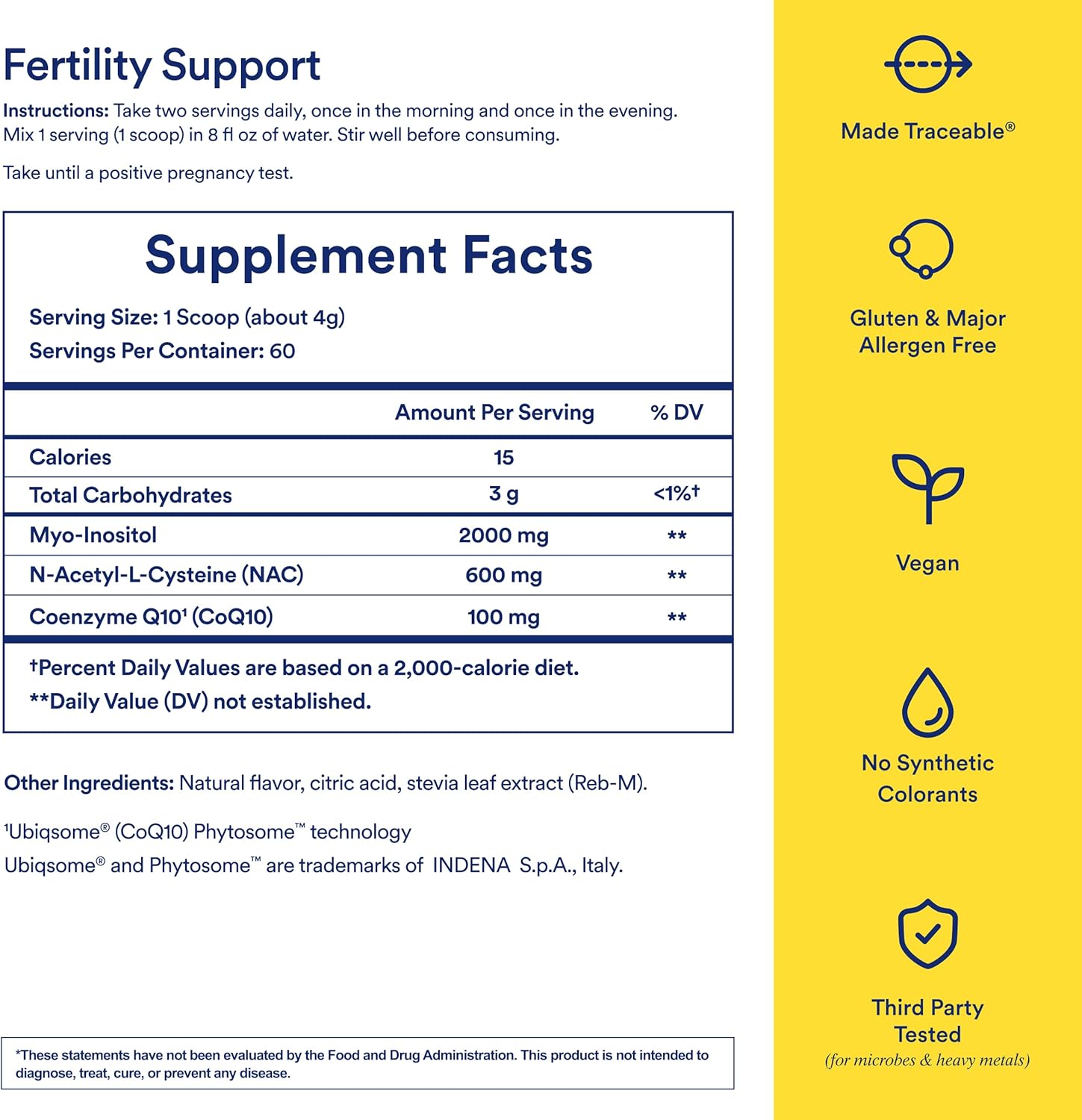 Ritual Fertility Support Supplement for Women 3-in-1 Drink-Mix Formulated to Support Conception Outcomes with Studied Ingredients (CoQ10, NAC, Myo-Inositol) and Designed with an OB/GYN. 60 Servings.*