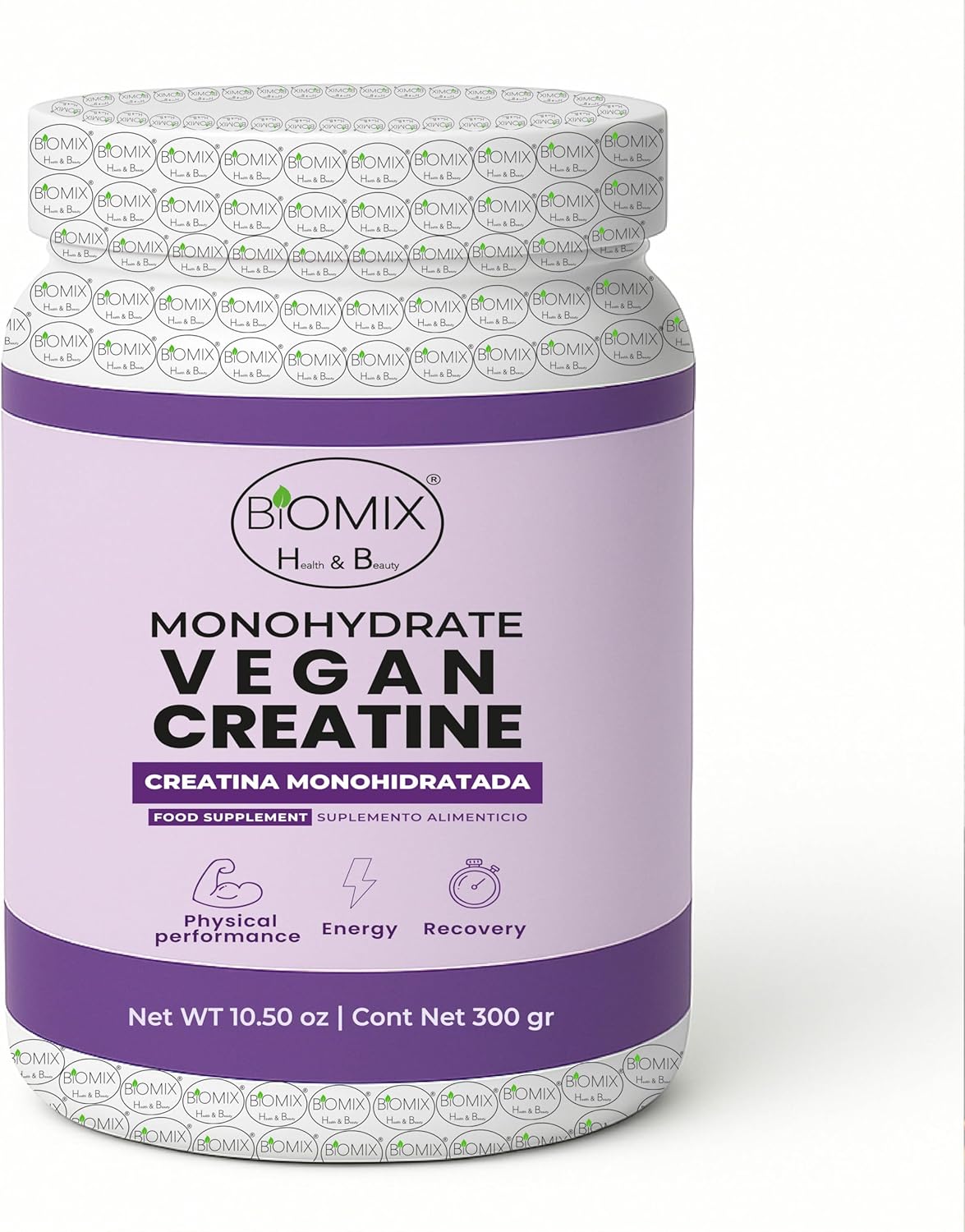 BIOMIX HEALTH & BEAUTY Premium Vegan Micronized Creatine Monohydrate — 300 g (60 Servings) — Gluten-Free, Non-GMO, Ultra Absorption