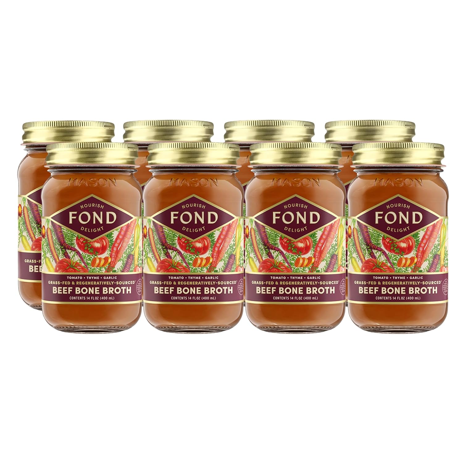 FOND Grass-fed Regenerative Beef Bone Broth infused with Organic Tomato & Thyme
