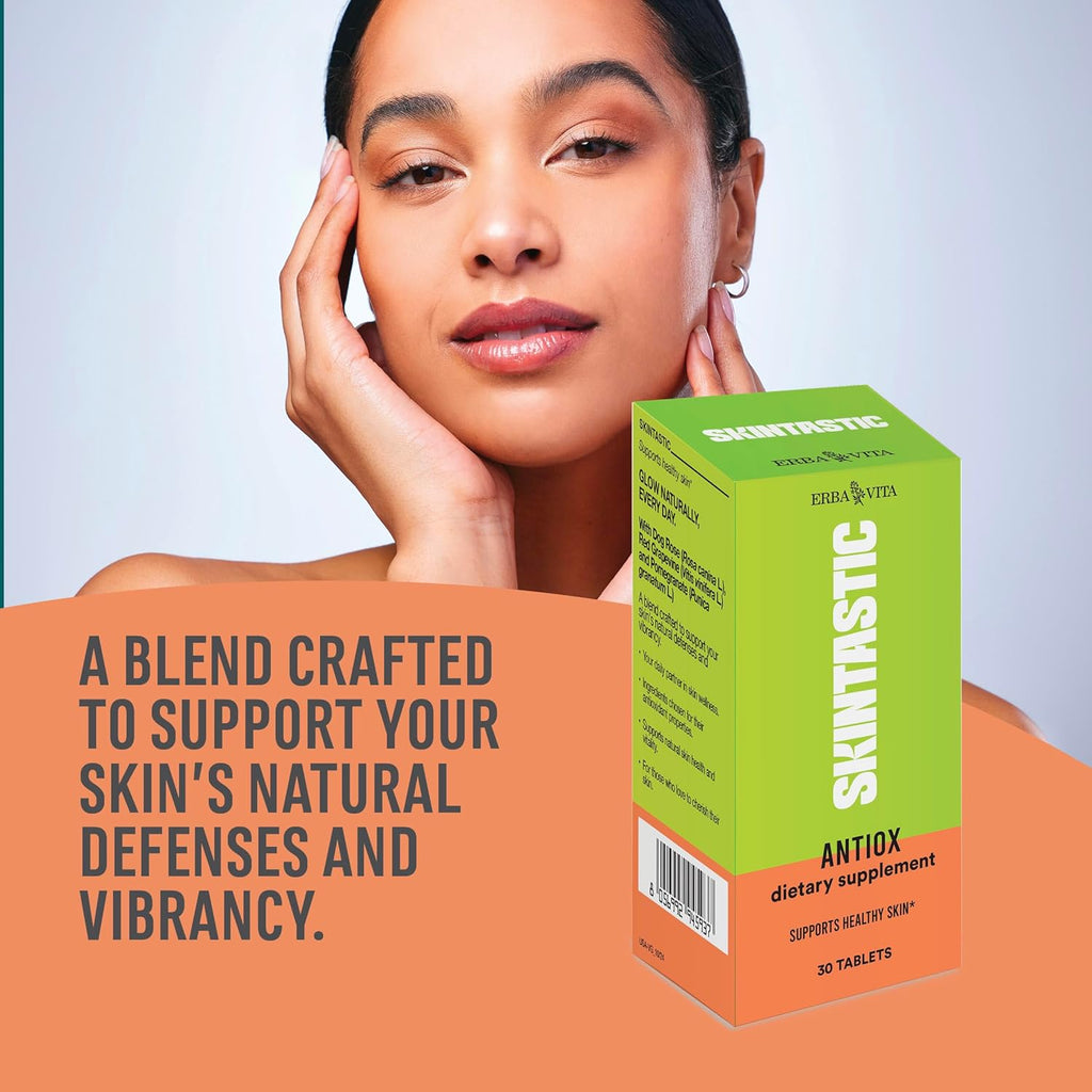 Skintastic Antiox 30 Tablets - Dietary Supplement with Antioxidant Properties, Beta Carotene, Astaxanthin, Coenzyme Q10, Lycopene and Selenium to Support Healthy Skin