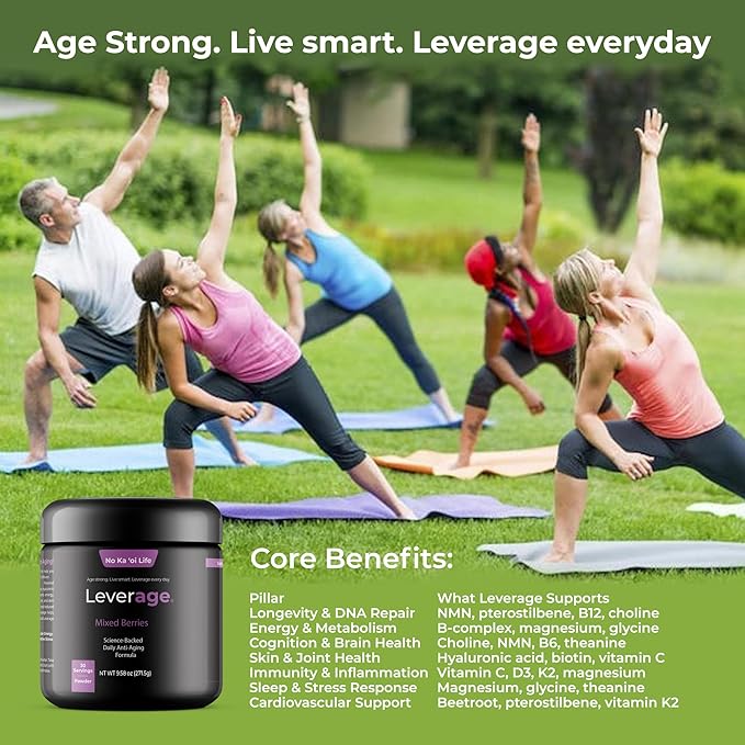 Mixed Berries Daily Wellness Supplement Powder – Science-Backed Formula with NMN, Vitamins, and Minerals to Support Energy, Cognitive Function, and Joint Health – 30 Servings, 9.58 oz