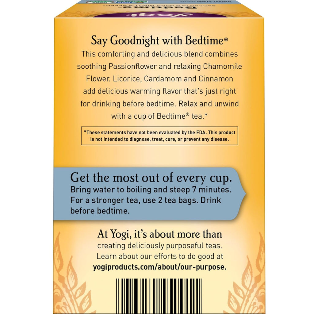 Yogi Tea - Bedtime (6 Pack) - Supports a Good Night’s Sleep - Tea with Passionflower, Chamomile, Valerian Root, and Lavender - 96 Organic Herbal Tea Bags