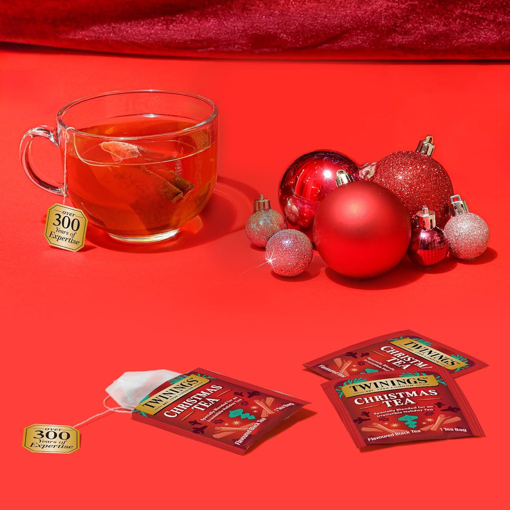Twinings Christmas Black Tea Individually Wrapped Bags, 20 Count (Pack of 1), Aromatic Cinnamon & Clove, Caffeinated, Enjoy Hot or Iced, 20 Teabags