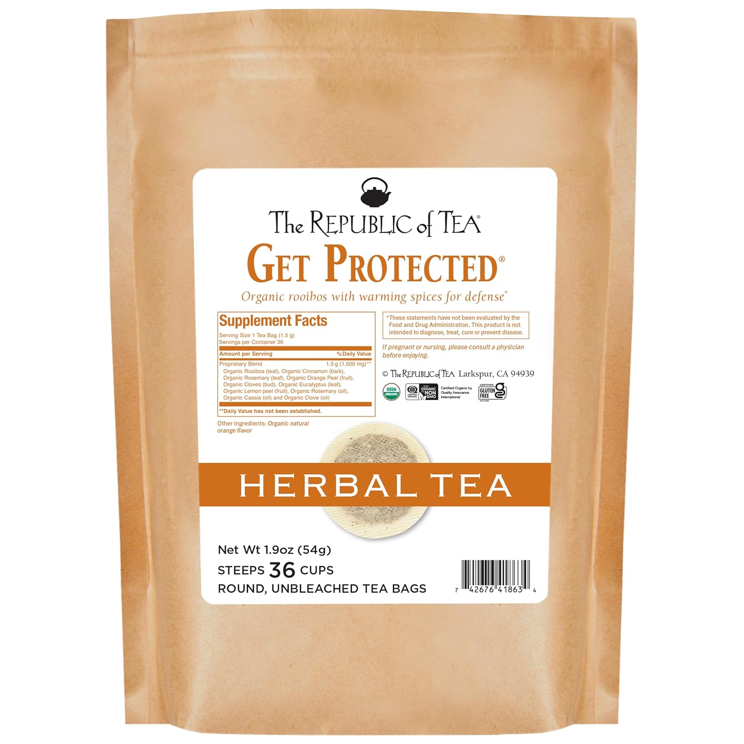 The Republic of Tea: get protected - No. 24 Herb Tea for Defense Refill Bag Herbal Tea, 36 Tea Bags