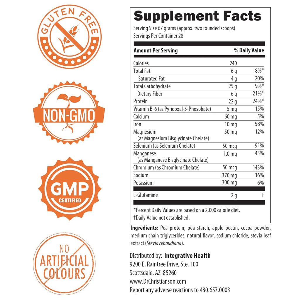 Dr. Christianson's Original Daily Reset Meal Replacement Shake (Chocolate) - Doctor Formulated Natural Pea Protein & Resistant Starch Powder for Complete Nutrition - 28 Full-Size Servings