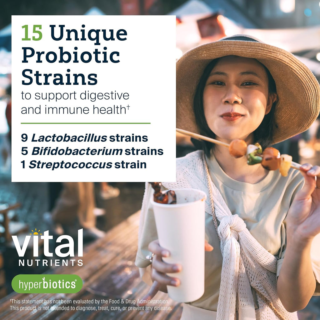 Hyperbiotics Vital Nutrients Pro-15 Prebiotics and Probiotics for Women and Men | 15 Science Backed Strains | Supports Occasional Constipation, Diarrhea, Gas & Bloating | 30 Vegan Time Release Pearls