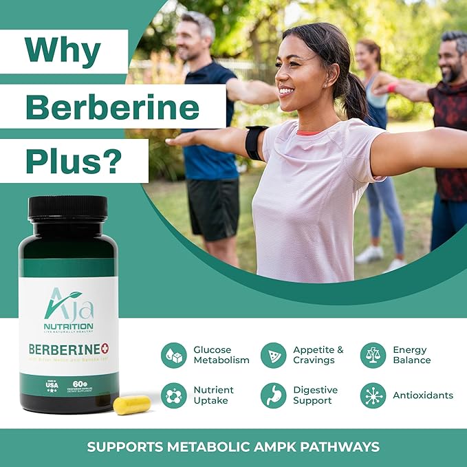 Berberine Plus – Triple Action Metabolic Support with 97% Pure Berberine HCL, 1000mg Daily Serving – Activates AMPK for Glucose Metabolism, Energy & Digestive Support – 60 Vegan Capsules