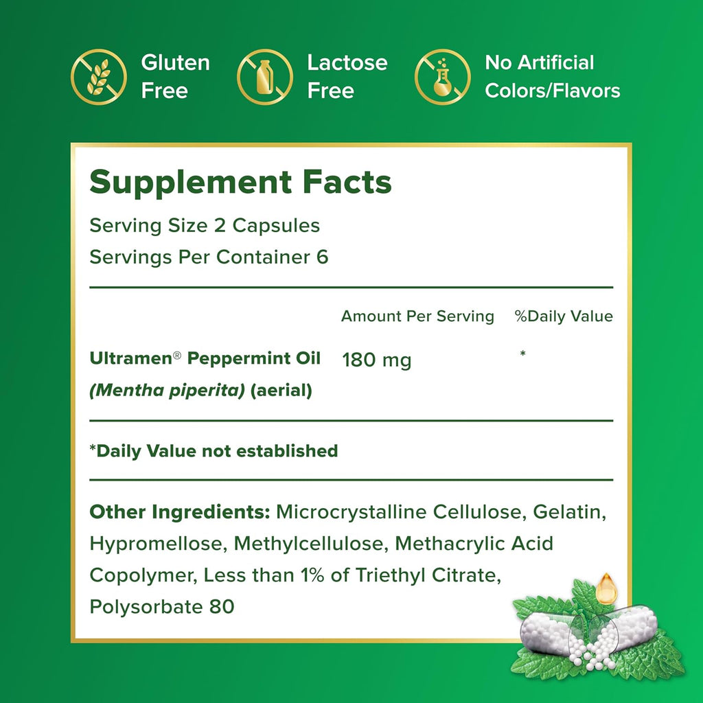 IBgard Gut Health Supplement, Peppermint Oil Capsules for Abdominal Comfort, 12 Capsules