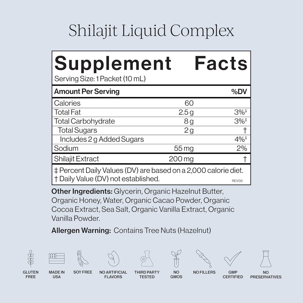 Cymbiotika Shilajit Liquid Complex – 85+ Trace Minerals for Energy, Focus & Recovery Adaptogen – Fulvic & Humic Acid – Cacao, Honey, Hazelnut Butter & Sea Salt – 26 Daily Packets