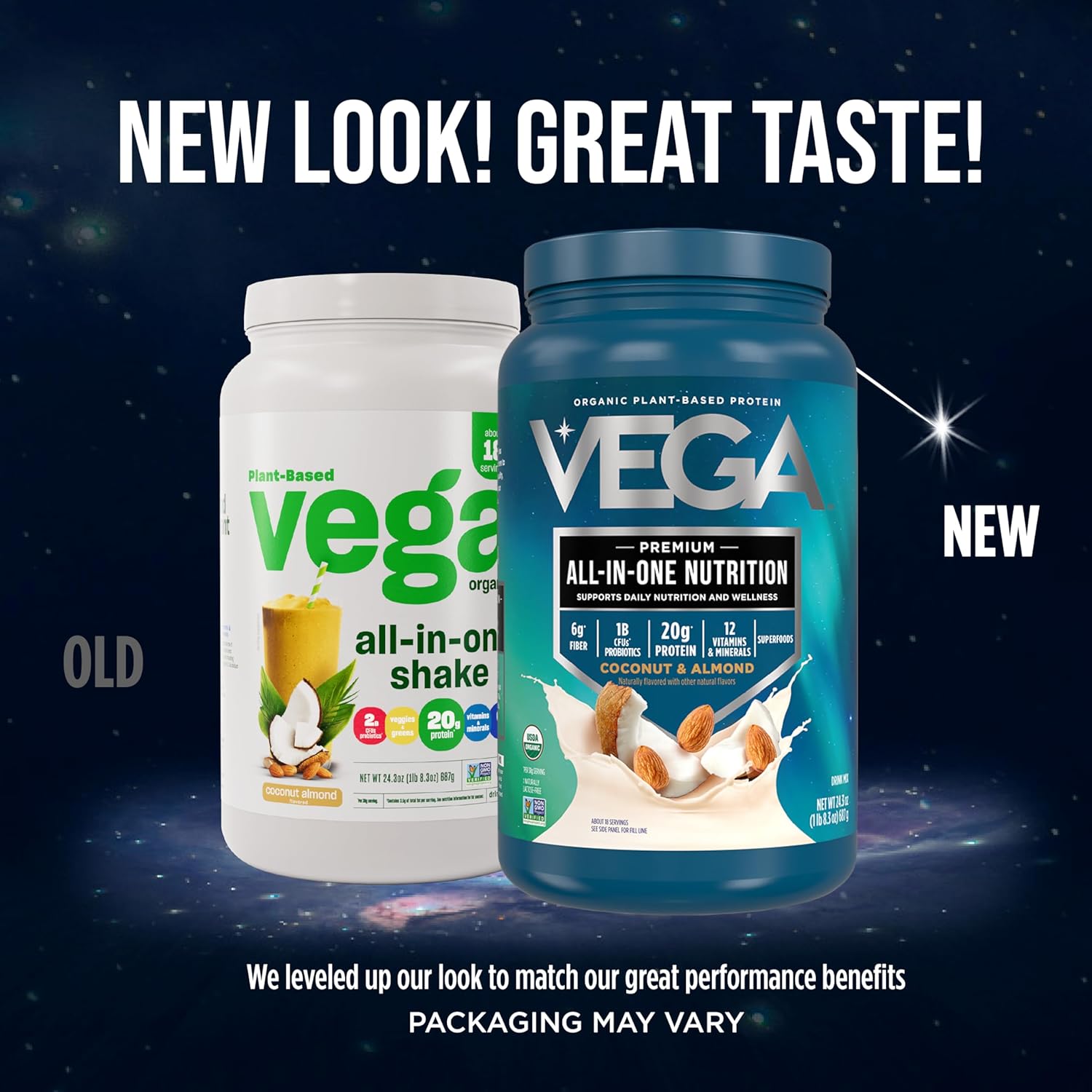 Vega All in One Nutrition Organic - 20g Plant-Based Pea Protein, Coconut Almond, 18 Servings, Vitamins A & C, Probiotics, Greens, Vegan, Keto, Gluten Free, 24.3oz (Packaging May Vary)