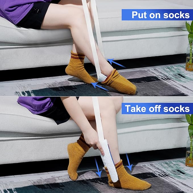 Sock Aid, Sock Helpers to Put on Your Socks for Seniors, Disabled, Pregnancy, Assist Device for Elderly, Tool Aide Puller Easy on and Off with No Bending(Dark Blue)