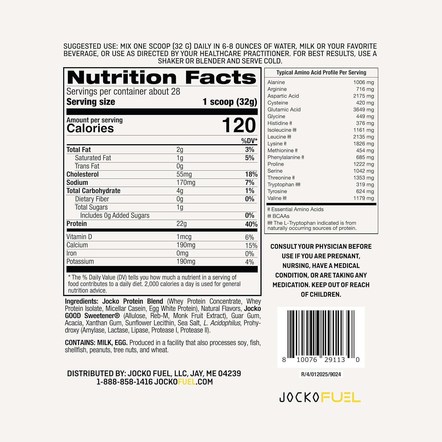 Jocko Fuel Mölk Whey Protein Powder 22g Low Sugar Monk Fruit Blend - Muscle Recovery & Growth, Packaging May Vary (28 Servings, Banana Cream)
