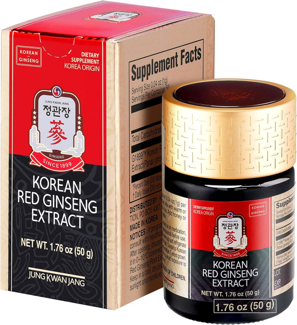 Korean Red Ginseng Extract Paste (HongSam Jung) - Panax Ginseng Adaptogen Supplements - Energy Boost & Immune Support, Caffeine Free & Gluten Free (50g, 1.76 oz)