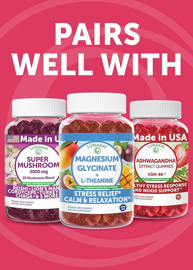 LUNAKAI USA Made Menopause Relief Gummies – Natural Menopause Supplements for Women with Black Cohosh & L-Theanine – Daily Support for Hot Flashes, Night Sweats & Hormonal Balance, 60ct