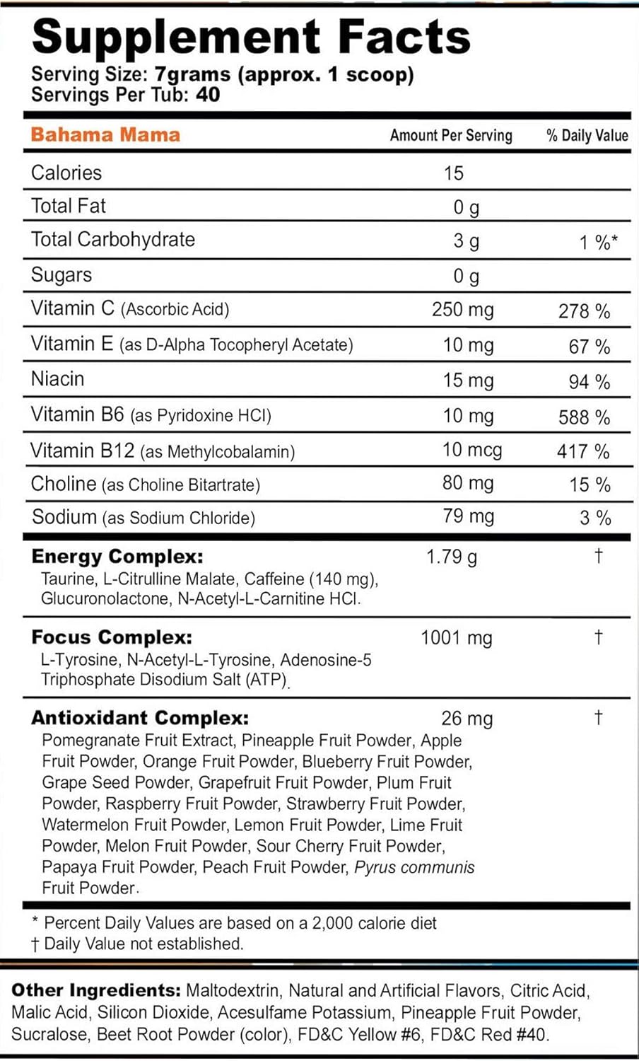 G Fuel Bahama Mama Energy Drink Powder, Pre Workout Caffeine Mix for Gaming, Sugar Free Focus Amino, Vitamin + Antioxidants, 9.9oz (Coconut & Pineapple, 40 Servings)