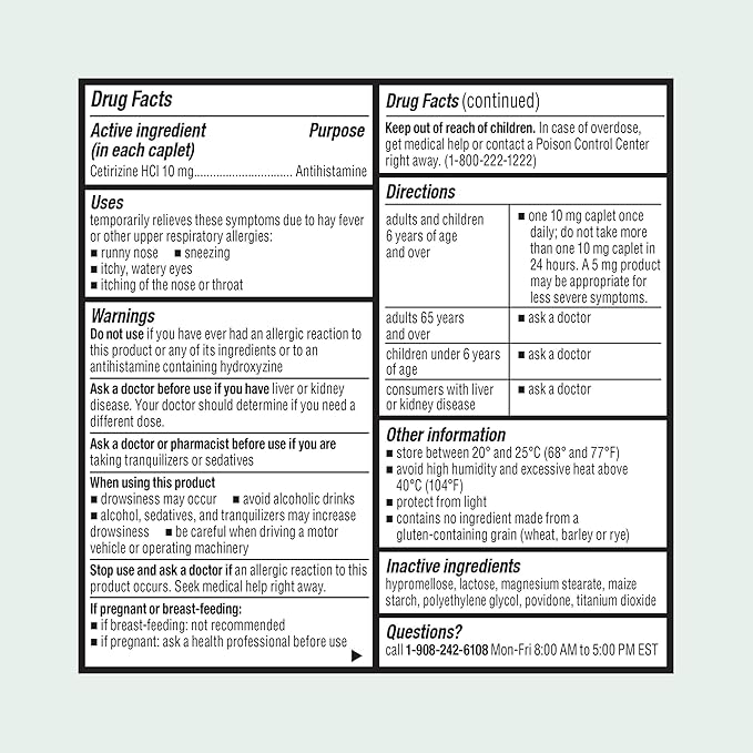 ValuMeds 24-Hour Allergy Medicine Antihistamine for Pollen, Hay Fever, Dry, Itchy Eyes, Allergies | Cetirizine HCl 10mg Caplets, Compare to Leading Brand (500 Count)
