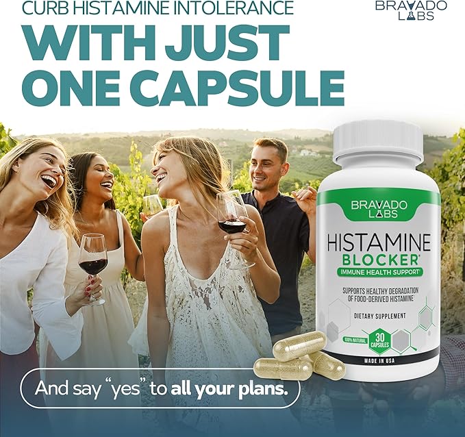 Histamine Blocker Supplements – DAO Enzyme Formula & Vitamin C – Daily Support for Histamine Intolerance & Immune Support – DAO Supplements Histamine Blocker – 30 Capsules – Made in USA