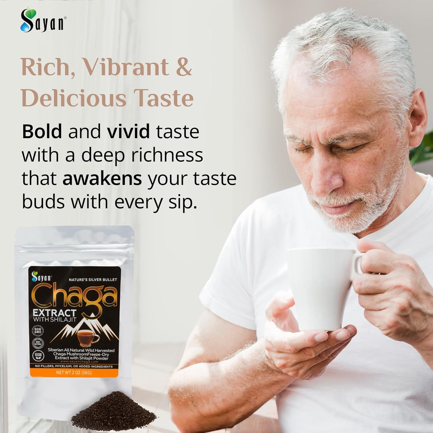 Sayan Siberian Chaga Mushroom Extract with Shilajit Powder (4 oz) – Organic Antioxidant Tea – Immune and Digestion System Support – Fulvic Acid Supplement – Energy & Clarity – No Fillers
